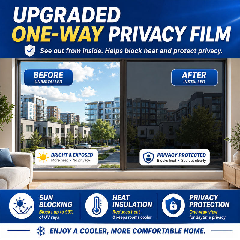 ☀️ One-Way Privacy Window Film 🪟 Block Heat, UV Rays & Prying Eyes & Comfort All Day