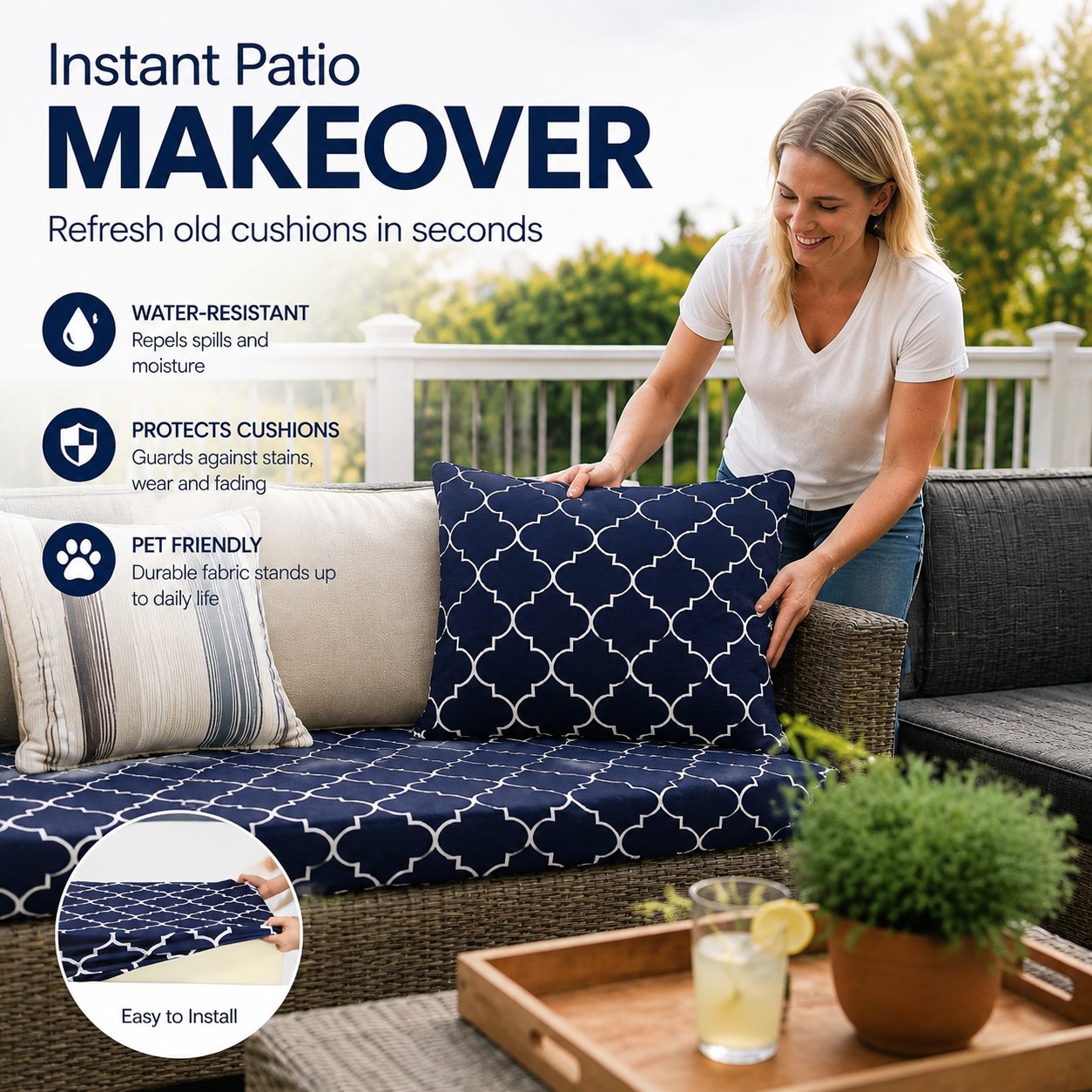 🔥70% OFF TODAY🔥 Outdoor Patio Sofa Cushion Covers 🛋️☀️ Stretch Seat Covers for Patio Chairs, Sofa & Garden Furniture