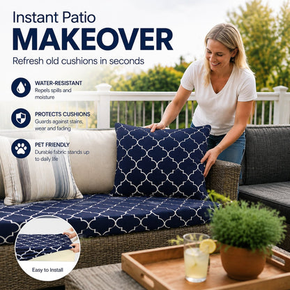🔥70% OFF TODAY🔥 Outdoor Patio Sofa Cushion Covers 🛋️☀️ Stretch Seat Covers for Patio Chairs, Sofa & Garden Furniture