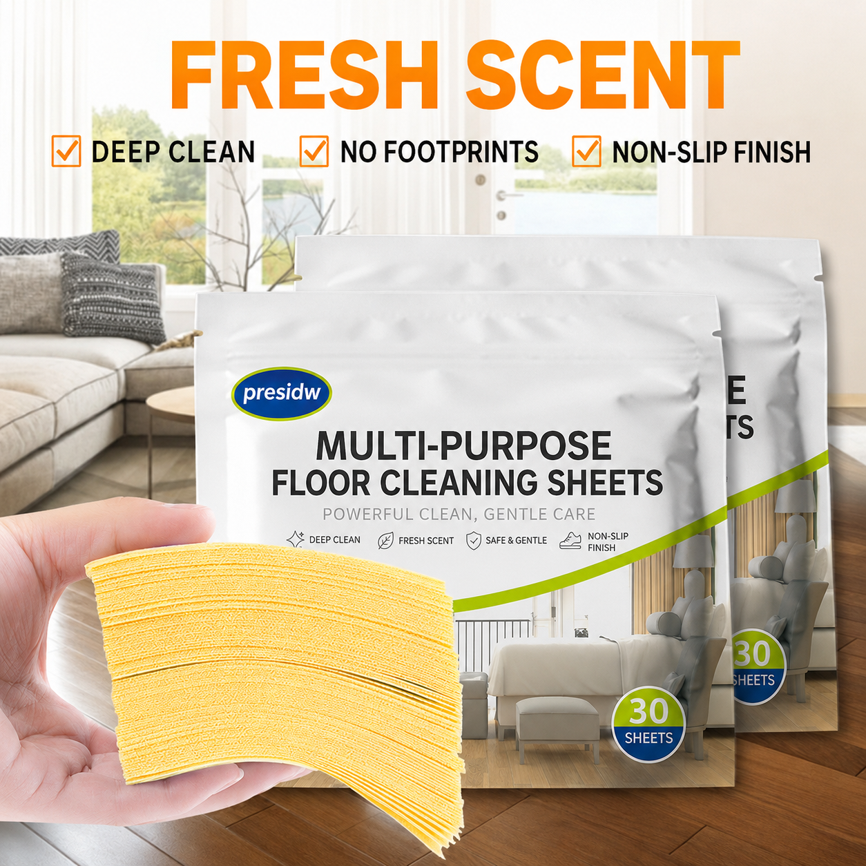 Multi-Purpose Floor Cleaning Sheets – One Sheet Cleans, Freshens & Saves Space