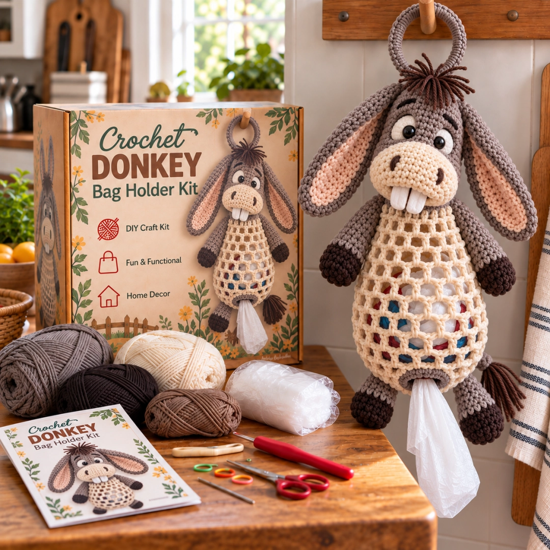 🔥 Bestseller | DIY Häkel-Set für Tier-Tütenhalter – Süße & praktische hängende Aufbewahrung