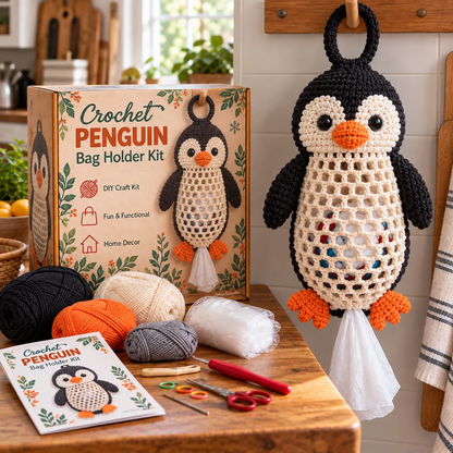 🔥 Bestseller | DIY Häkel-Set für Tier-Tütenhalter – Süße & praktische hängende Aufbewahrung