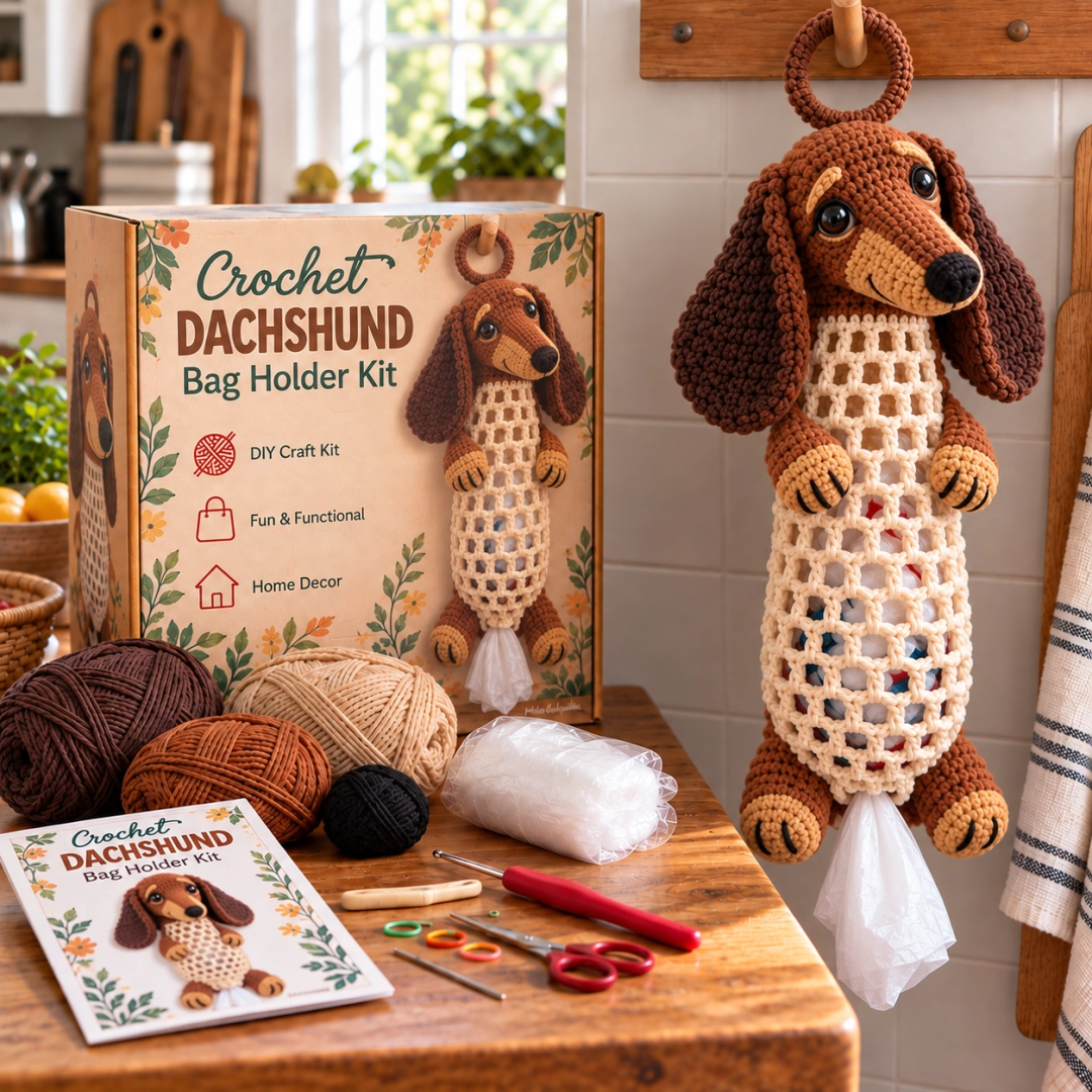 🔥 Bestseller | DIY Häkel-Set für Tier-Tütenhalter – Süße & praktische hängende Aufbewahrung