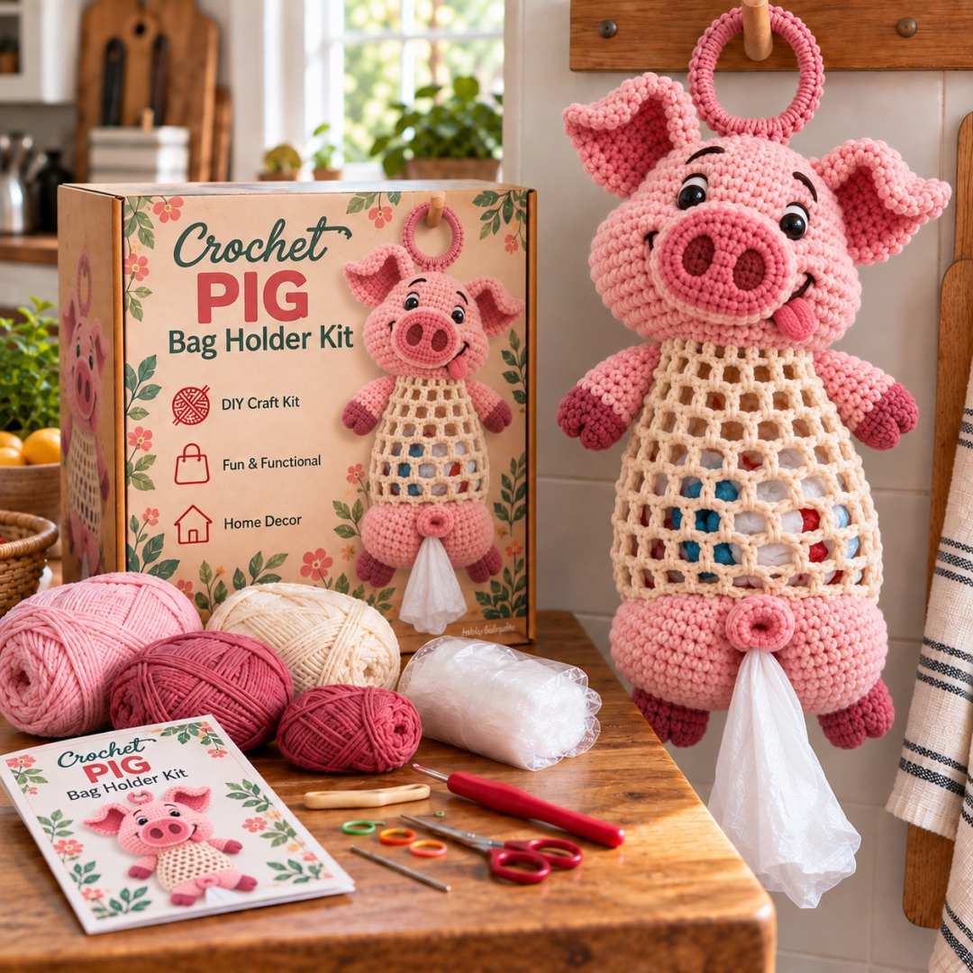 🔥 Bestseller | DIY Häkel-Set für Tier-Tütenhalter – Süße & praktische hängende Aufbewahrung