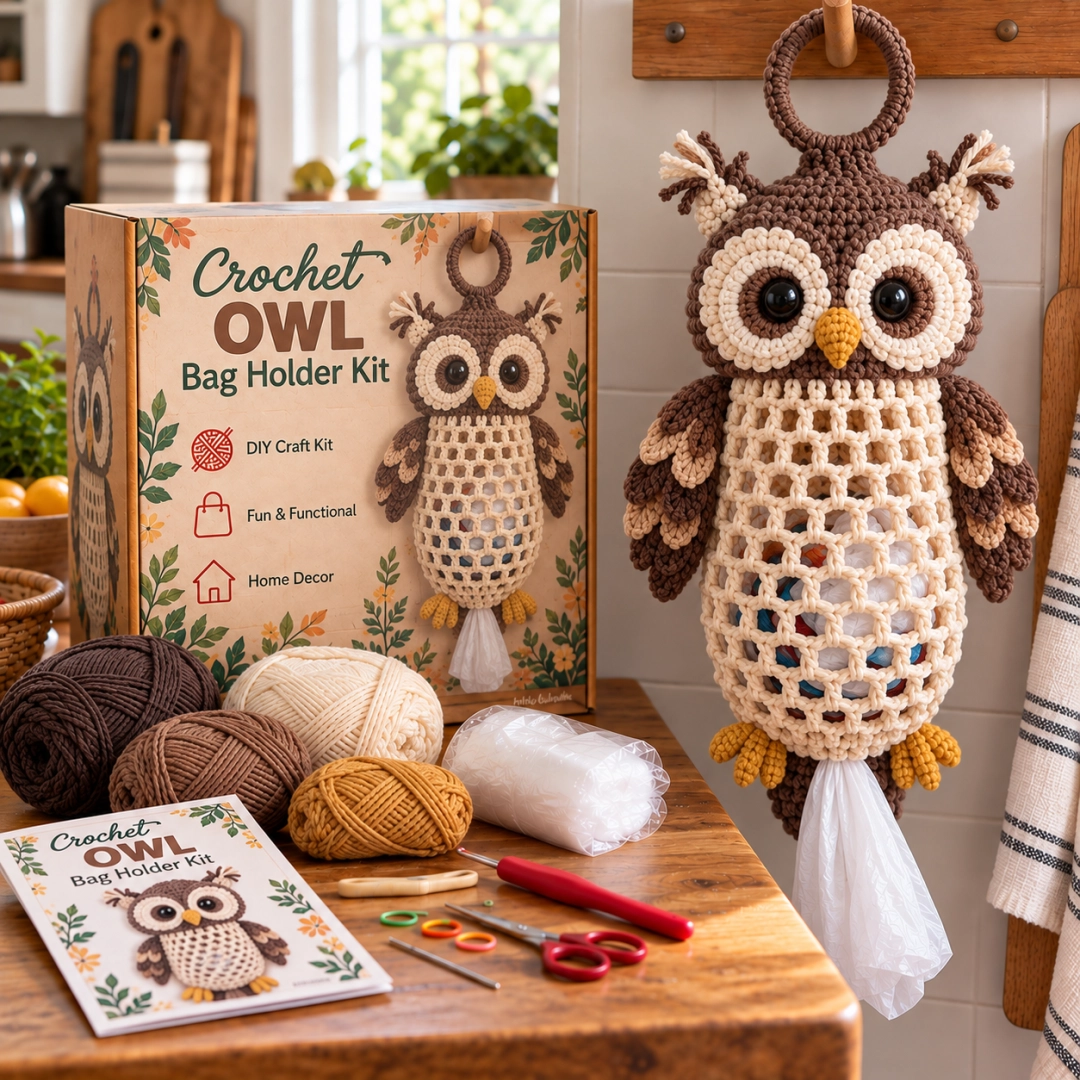 🔥 Bestseller | DIY Häkel-Set für Tier-Tütenhalter – Süße & praktische hängende Aufbewahrung