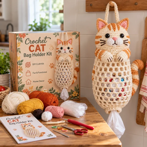 🔥 Bestseller | DIY Häkel-Set für Tier-Tütenhalter – Süße & praktische hängende Aufbewahrung