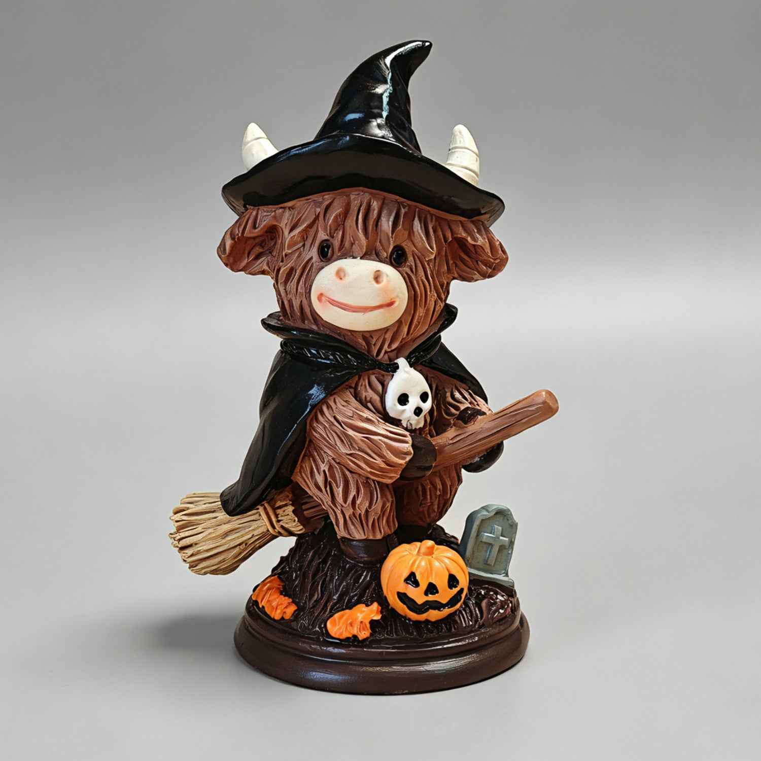 🎃🐮 Halloween Sale 50% OFF🔥 Magic Witch Highland Cow Resin Ornament