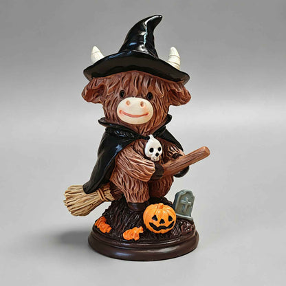 🎃🐮 Halloween Sale 50% OFF🔥 Magic Witch Highland Cow Resin Ornament