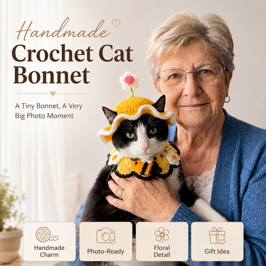 Handgemachtes Häkel-Set für Katzen – Häubchen & Kragen in 6 Designs