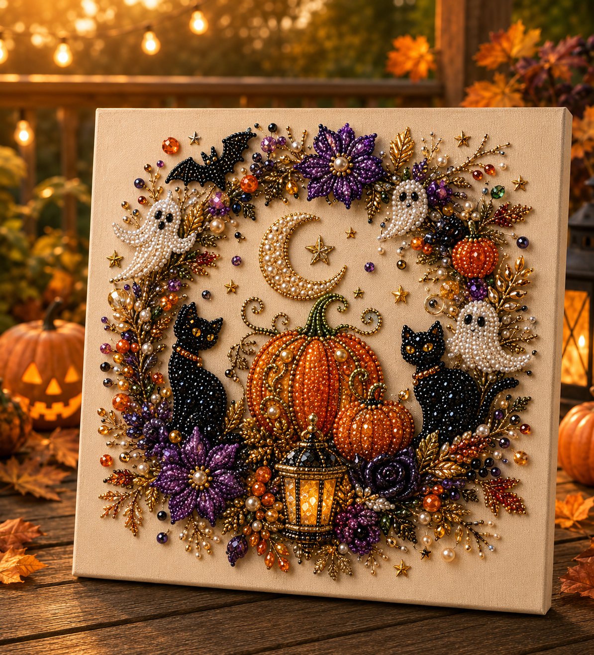 Pumpkin Cat Halloween pearl art DIY kit