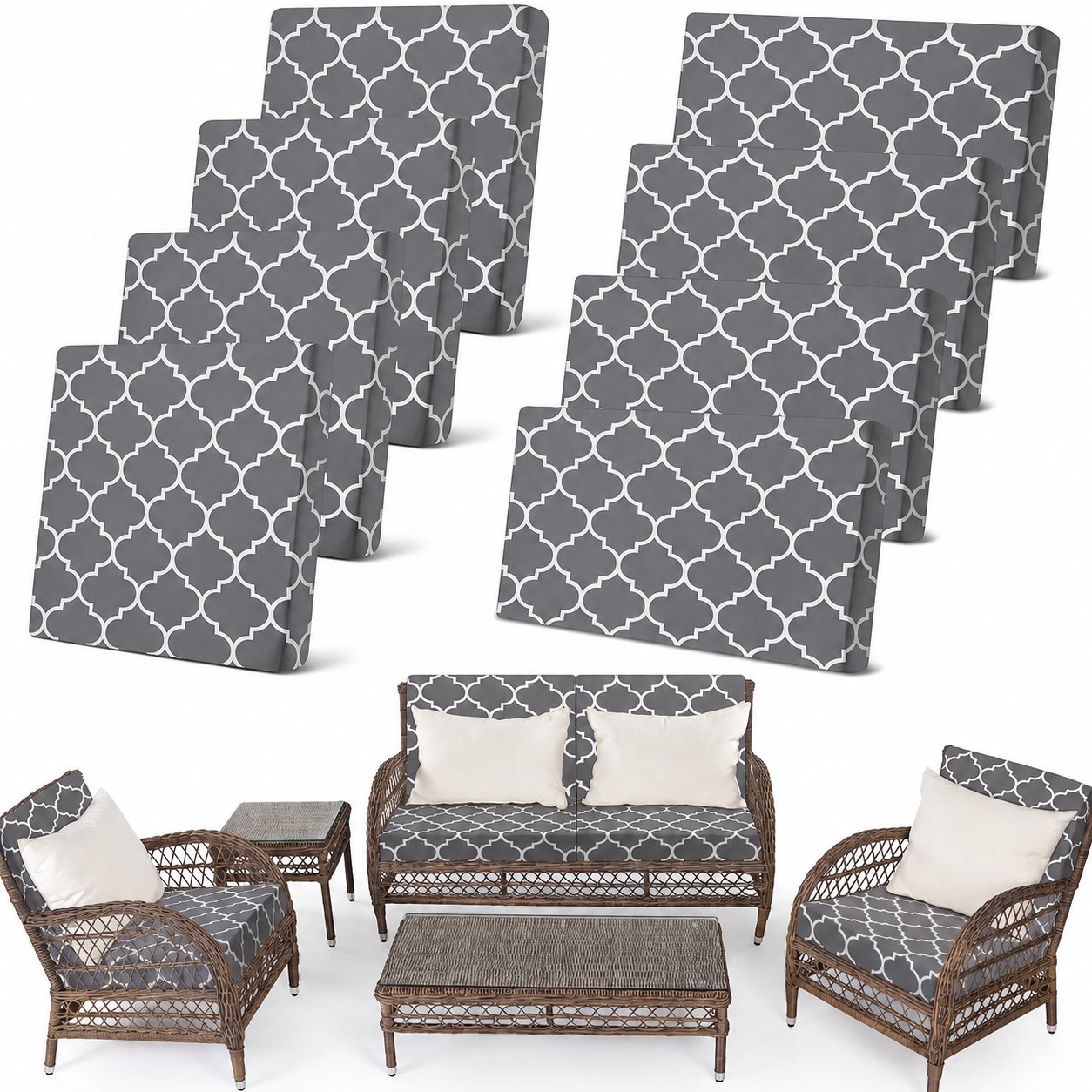 🔥70% OFF TODAY🔥 Outdoor Patio Sofa Cushion Covers 🛋️☀️ Stretch Seat Covers for Patio Chairs, Sofa & Garden Furniture