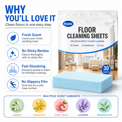 Multi-Purpose Floor Cleaning Sheets – One Sheet Cleans, Freshens & Saves Space