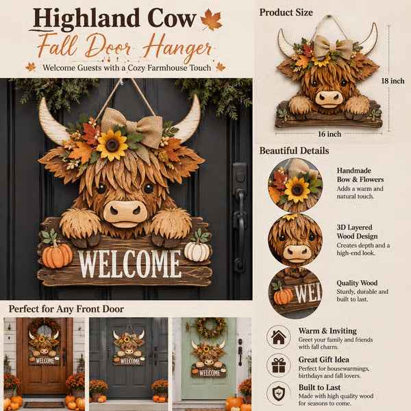 🐮🌻 Today Only 49% OFF🔥 Highland Cow Autumn Decor