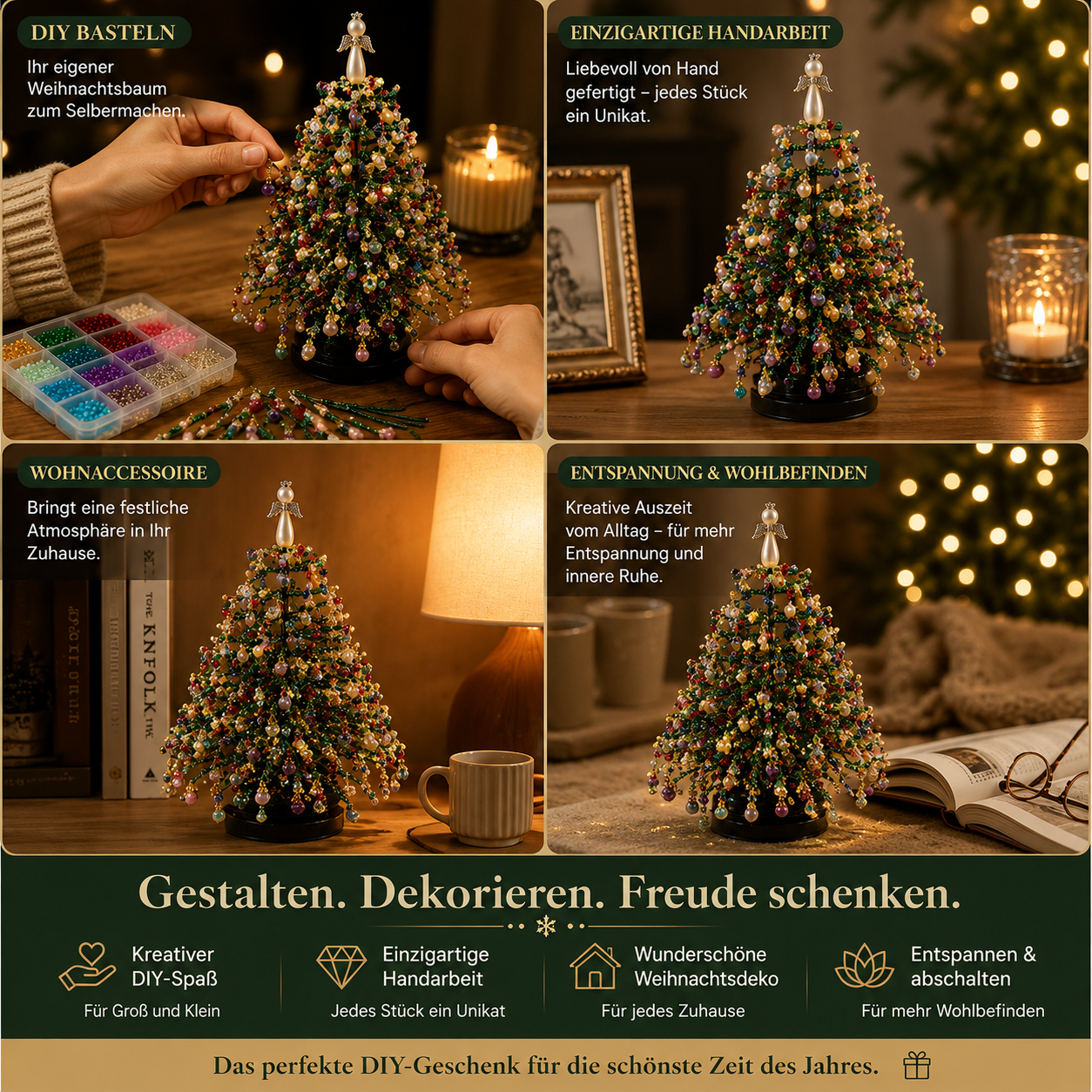 DIY Perlenbaum Bastelset – 5 saisonale Designs zum Selbermachen