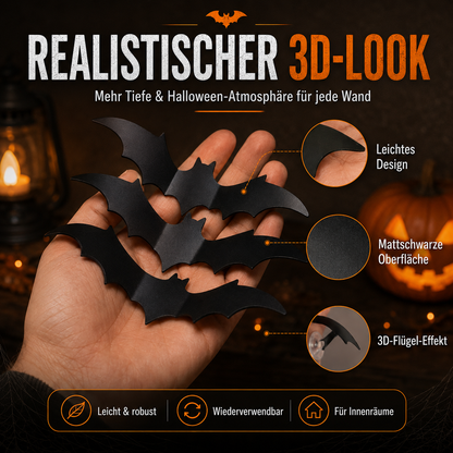 3D LED Halloween Fledermäuse – 12-teiliges Wanddeko-Set mit buntem Leuchteffekt