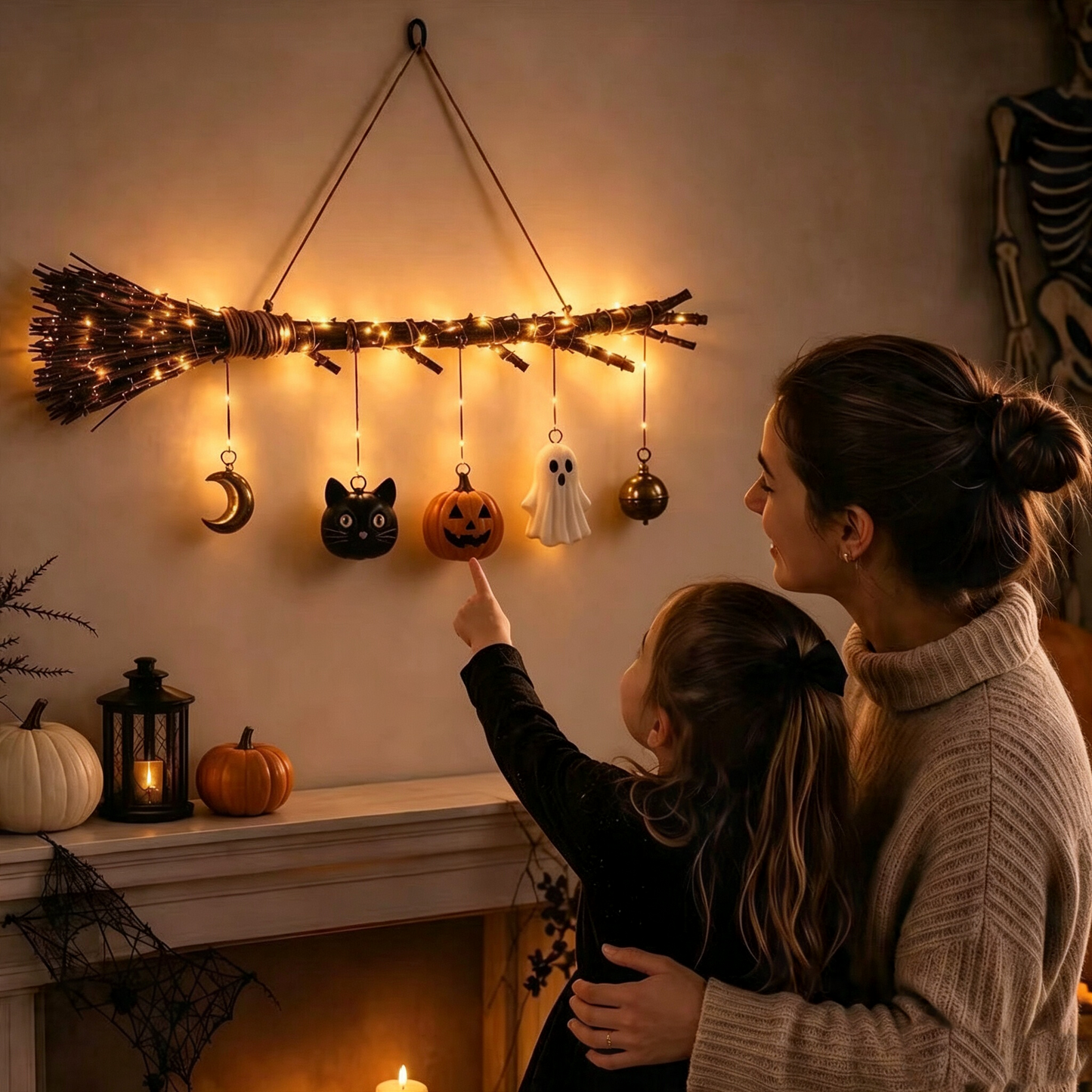 🎃✨ Today 49% OFF🔥 Glowing Witch Broom Wall Hanging | The Perfect Halloween Accent for Any Space