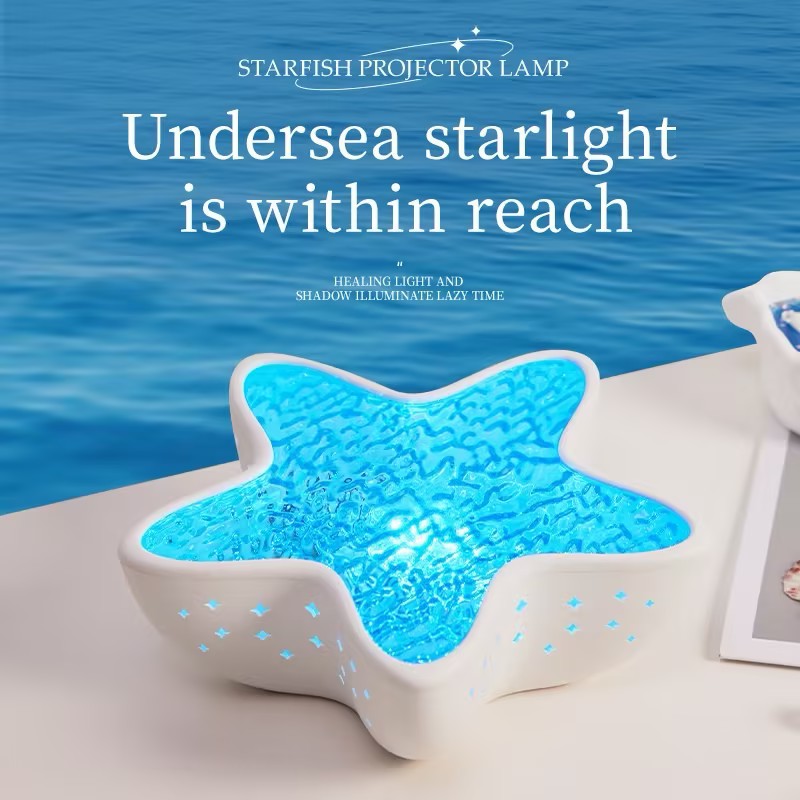 🌊Blue Ocean Wave Starfish Projector Lamp for Bedroom & Relaxation