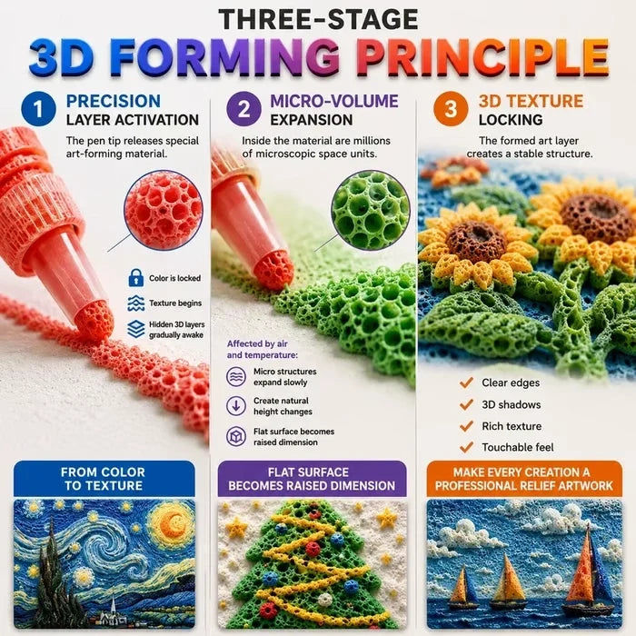 3D Puffy Paint Stifte – 6er-Set mit Wärme-Effekt