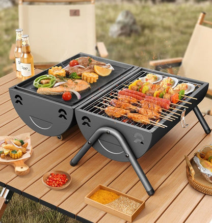 Portable Frying and Grilling Dual Purpose Grill Pan
