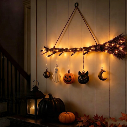 🎃✨ Today 49% OFF🔥 Glowing Witch Broom Wall Hanging | The Perfect Halloween Accent for Any Space