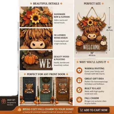 🐮🌻 Today Only 49% OFF🔥 Highland Cow Autumn Decor