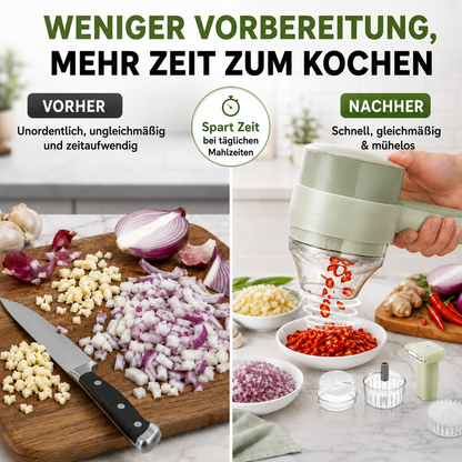 4-in-1 Elektrischer Gemüseschneider – Kabelloser Küchenhelfer