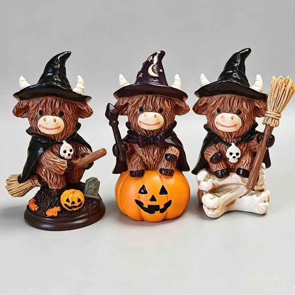🎃🐮 Halloween Sale 50% OFF🔥 Magic Witch Highland Cow Resin Ornament