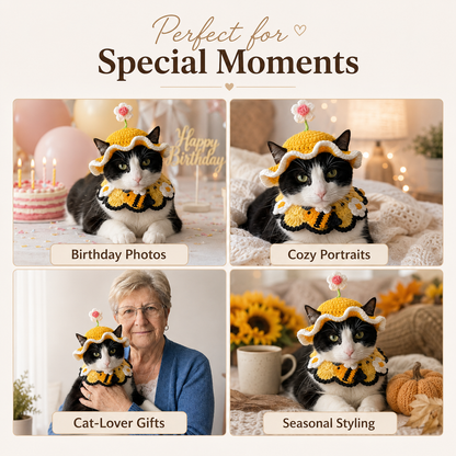 Handgemachtes Häkel-Set für Katzen – Häubchen & Kragen in 6 Designs