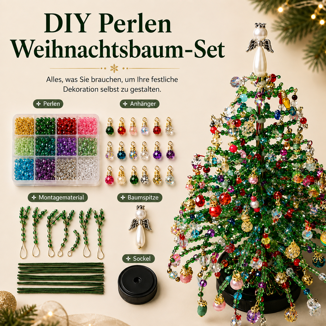 DIY Perlenbaum Bastelset – 5 saisonale Designs zum Selbermachen
