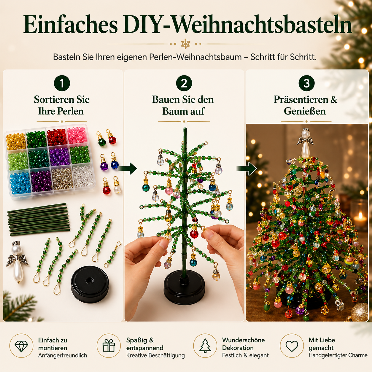 DIY Perlenbaum Bastelset – 5 saisonale Designs zum Selbermachen