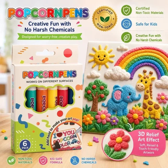 3D Puffy Paint Stifte – 6er-Set mit Wärme-Effekt
