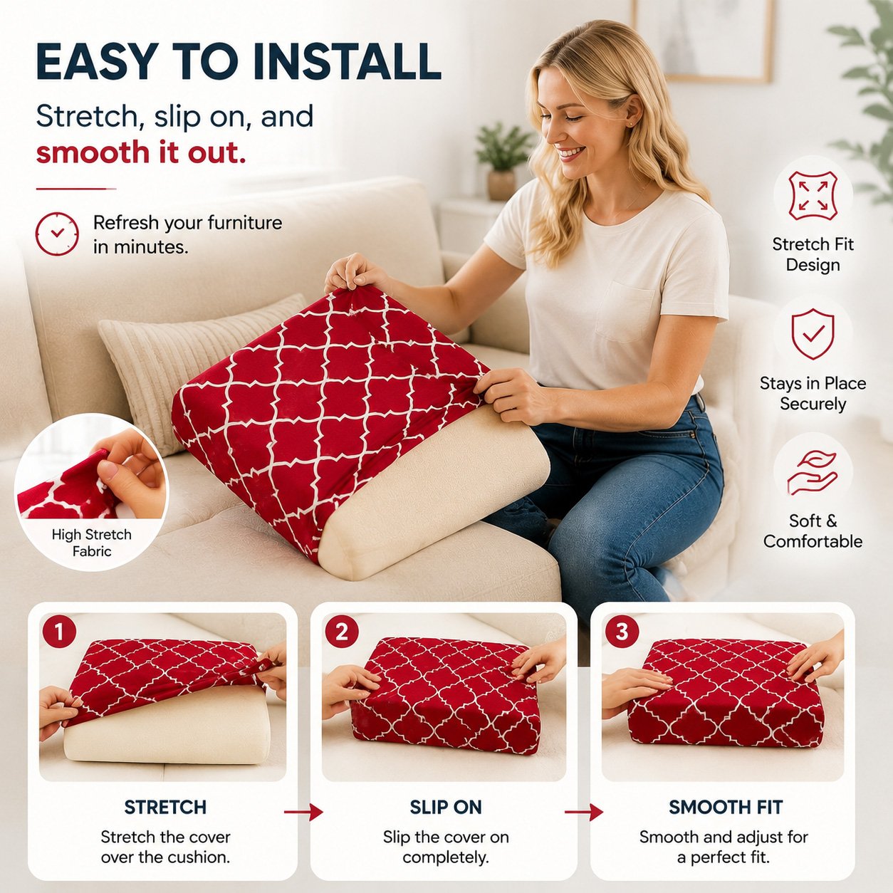 🔥70% OFF TODAY🔥 Outdoor Patio Sofa Cushion Covers 🛋️☀️ Stretch Seat Covers for Patio Chairs, Sofa & Garden Furniture