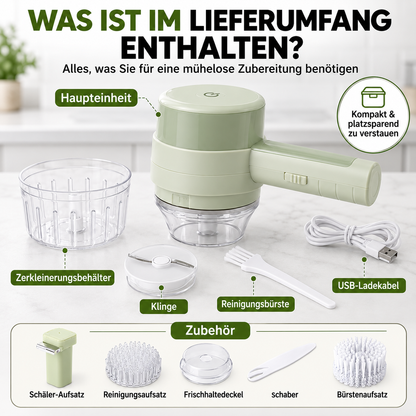 4-in-1 Elektrischer Gemüseschneider – Kabelloser Küchenhelfer