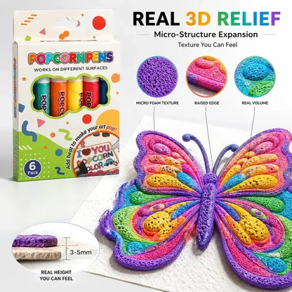 3D Puffy Paint Stifte – 6er-Set mit Wärme-Effekt