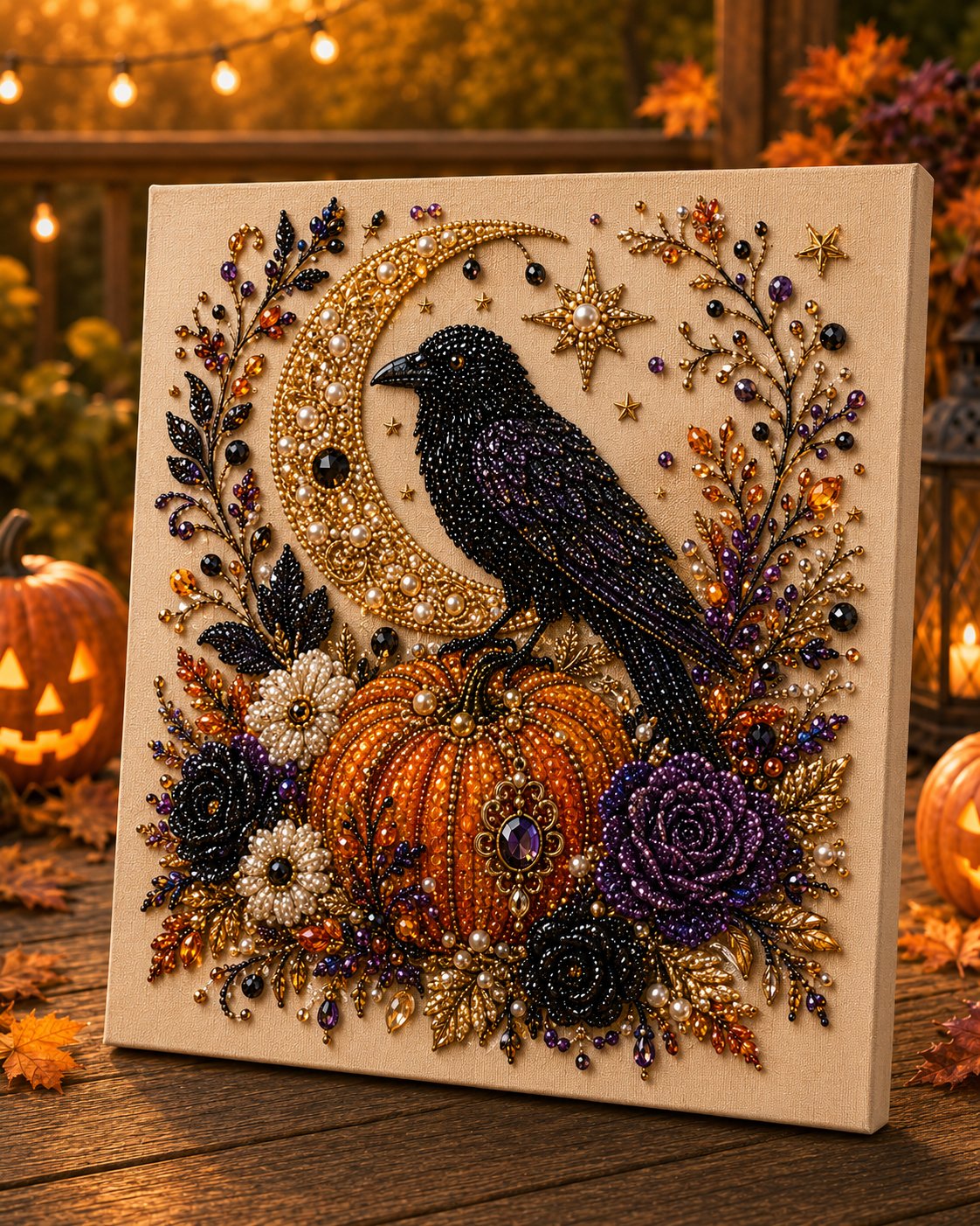 Raven Dark Forest Halloween pearl art DIY kit