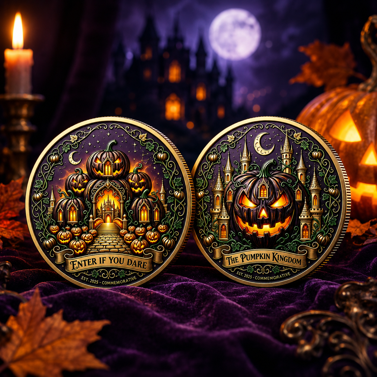 Doppelseitige Halloween-Sammlermünze „Kürbiskönigreich“ – limitierte Auflage