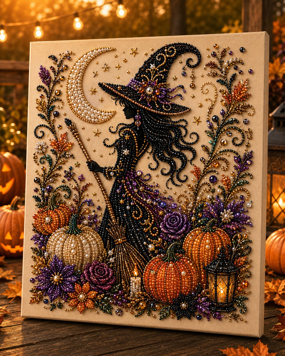 Witch Moon Magic Halloween pearl art DIY kit