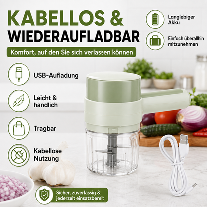 4-in-1 Elektrischer Gemüseschneider – Kabelloser Küchenhelfer
