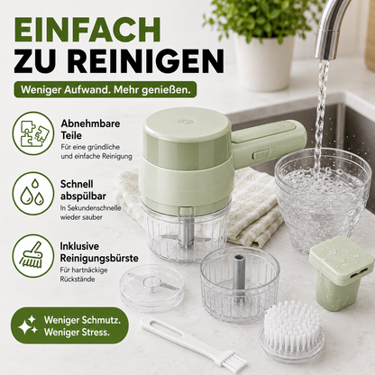 4-in-1 Elektrischer Gemüseschneider – Kabelloser Küchenhelfer