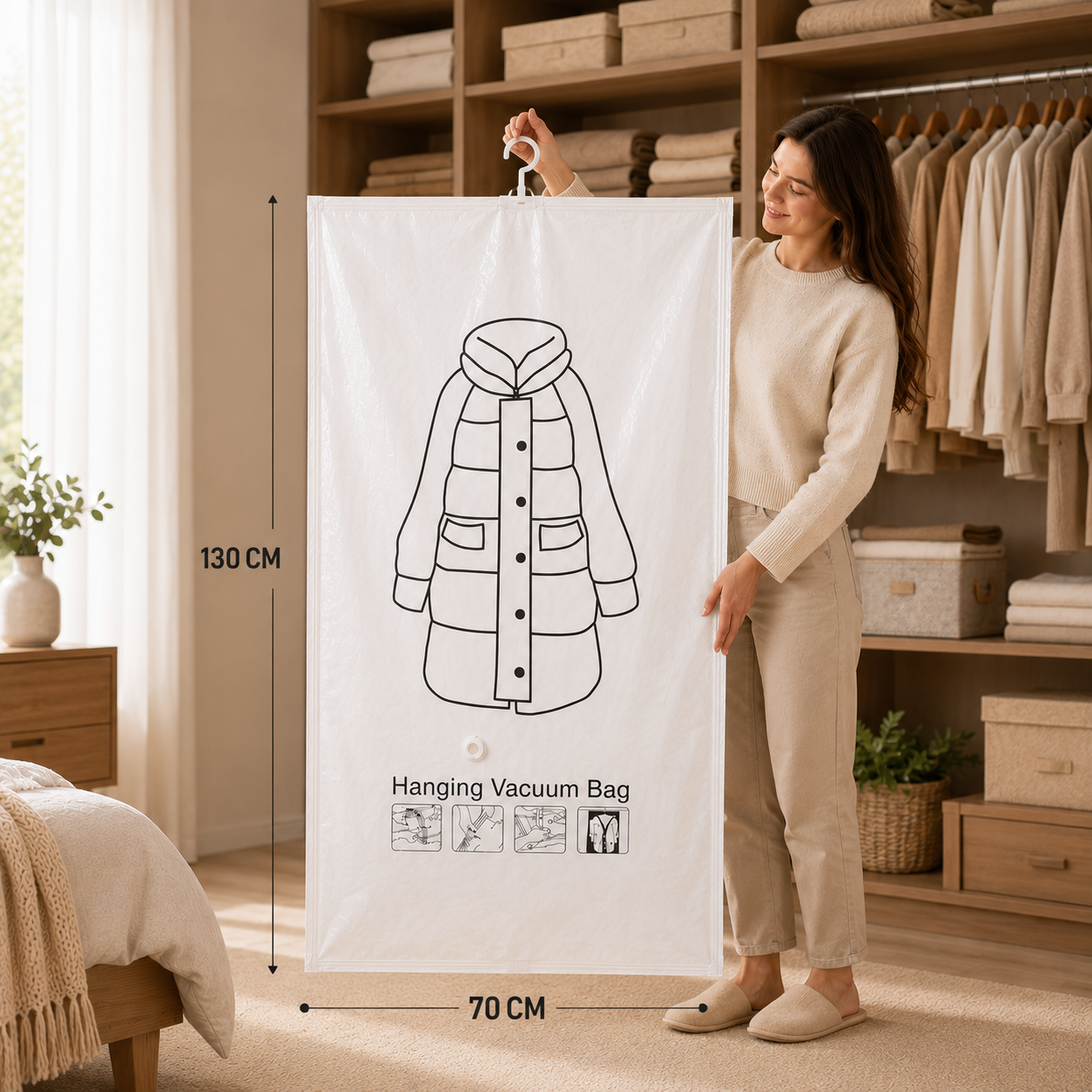 💥SAVE 40% ❤️ Hanging Vacuum Storage Bag | Space Saving Wardrobe Garment Dust Moisture Proof Clothes Organizer