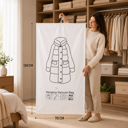 💥SAVE 40% ❤️ Hanging Vacuum Storage Bag | Space Saving Wardrobe Garment Dust Moisture Proof Clothes Organizer