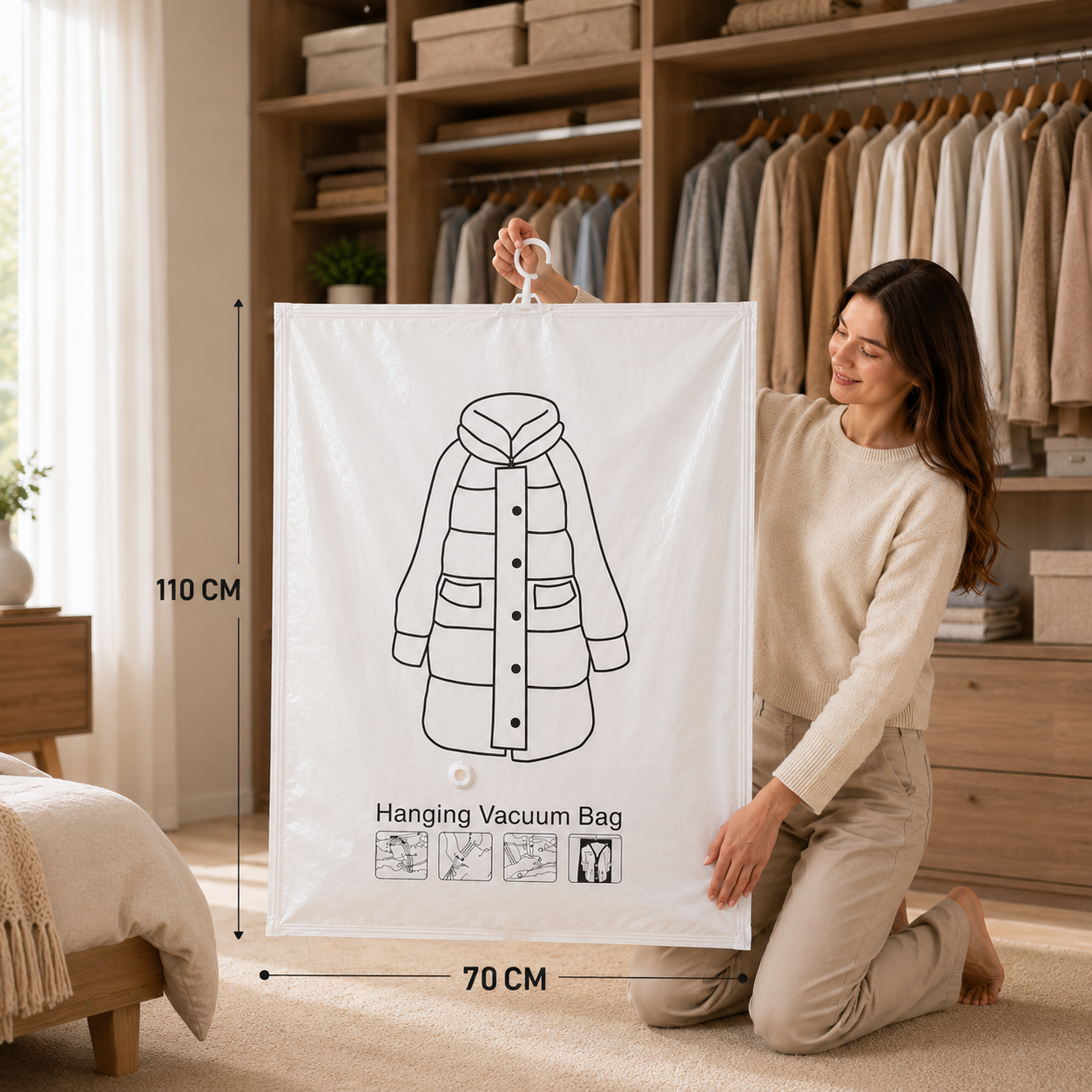 💥SAVE 40% ❤️ Hanging Vacuum Storage Bag | Space Saving Wardrobe Garment Dust Moisture Proof Clothes Organizer