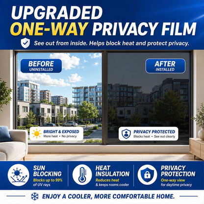 ☀️ One-Way Privacy Window Film 🪟 Block Heat, UV Rays & Prying Eyes & Comfort All Day