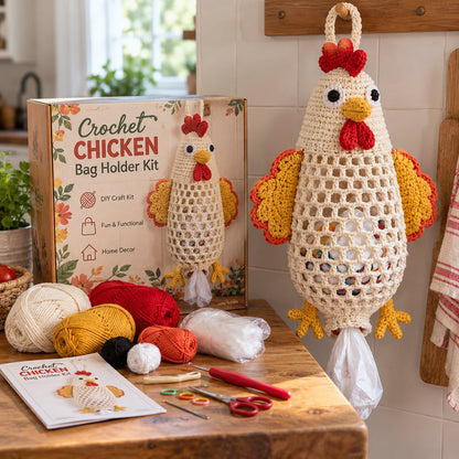 🔥 Bestseller | DIY Häkel-Set für Tier-Tütenhalter – Süße & praktische hängende Aufbewahrung