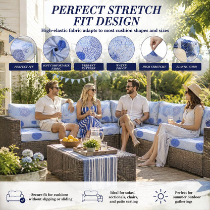 🔥70% OFF TODAY🔥 Outdoor Patio Sofa Cushion Covers 🛋️☀️ Stretch Seat Covers for Patio Chairs, Sofa & Garden Furniture