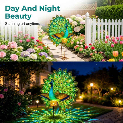 💥SAVE 44%🦚 Dynamic Light Shadow Solar Peacock Garden Sculpture, Waterproof Outdoor Yard LED Decor Statue