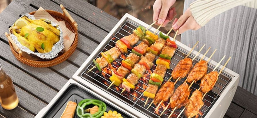 Portable Frying and Grilling Dual Purpose Grill Pan
